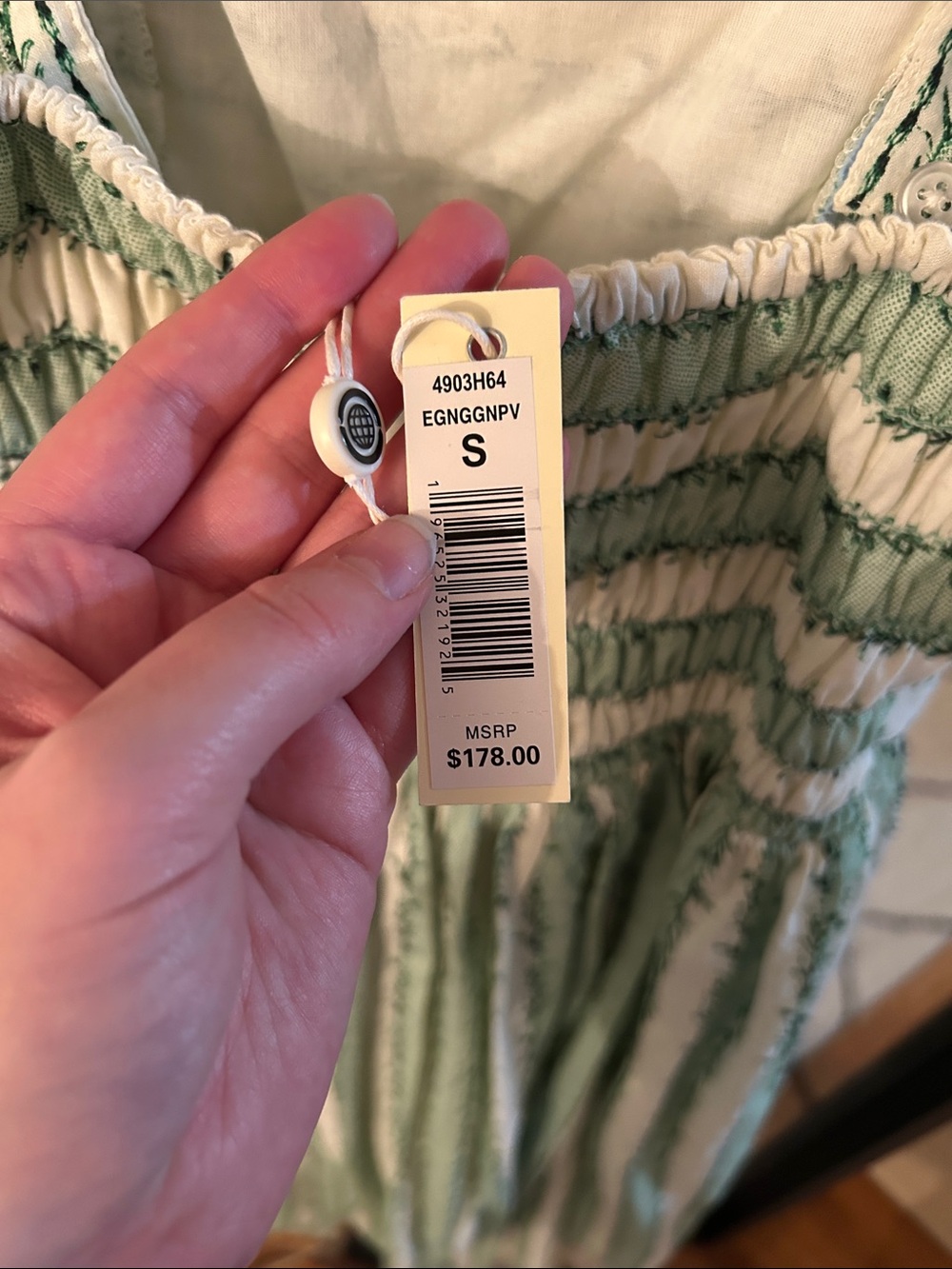 Max Studio Green and Cream Striped Girls' Dress - Picture 4 of 5